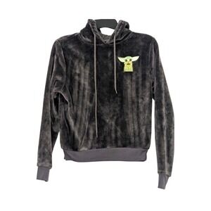 Cold Crush Star Wars Grogu‎ Juniors Small Gray Plush Faux Fur Hoodie Baby Yoda